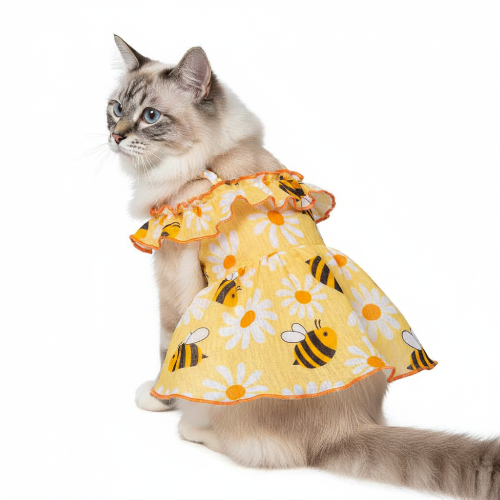 Bees and Sunshine Ruffle Cat Dress – Catty Marie's
