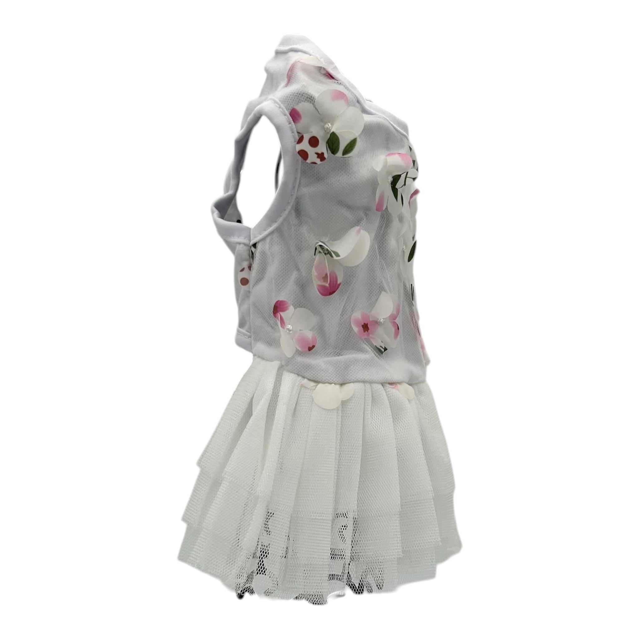 Spring Flower Tulle White Cat Dress