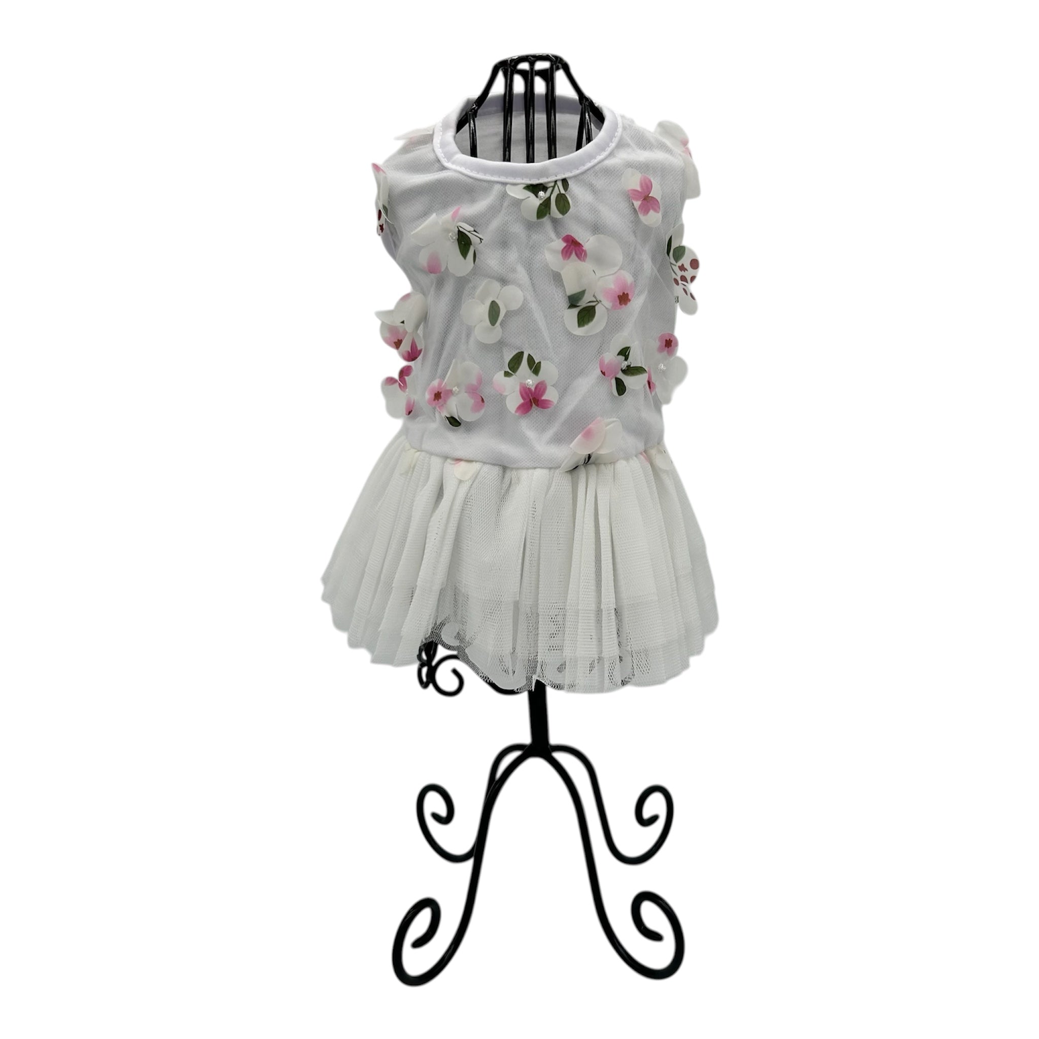 Spring Flower Tulle White Cat Dress
