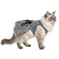 Black and white checkered cat dress with a large black bow on a white background