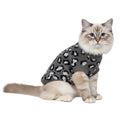 Gray cat sweater with leopard print pattern on a white background