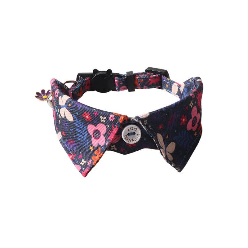 Navy Floral Shirt Cat Collar